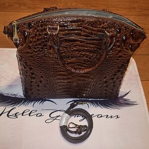 Brahmin Elegant Brown Crocodile-Embossed Handbag